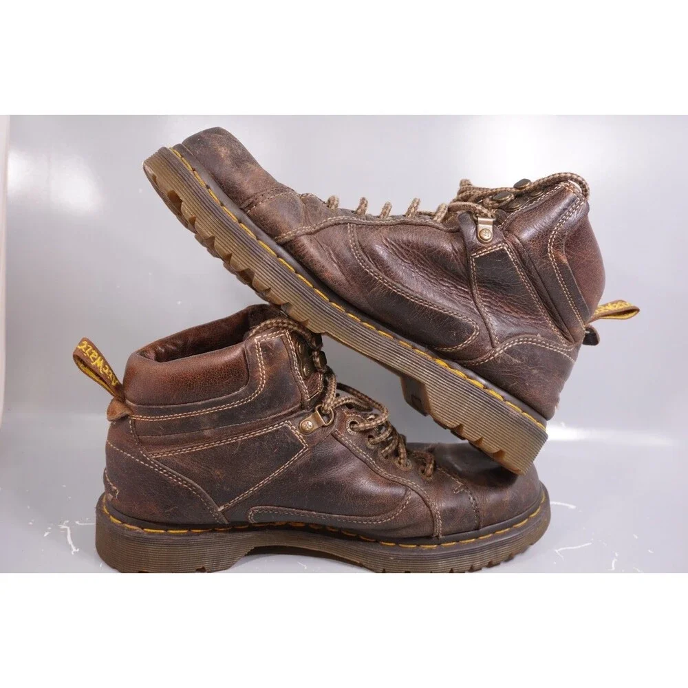 Dr. Martens Boots Diego Mens 10 Air Wair Brown Leather Lace Up Ankle Combat Work